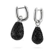 Pendientes de plata en forma de gota con lava volcánica